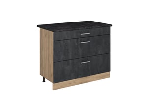 Vicco meuble cuisine, béton noirchêne doré, 100cm plan de travail anthracite