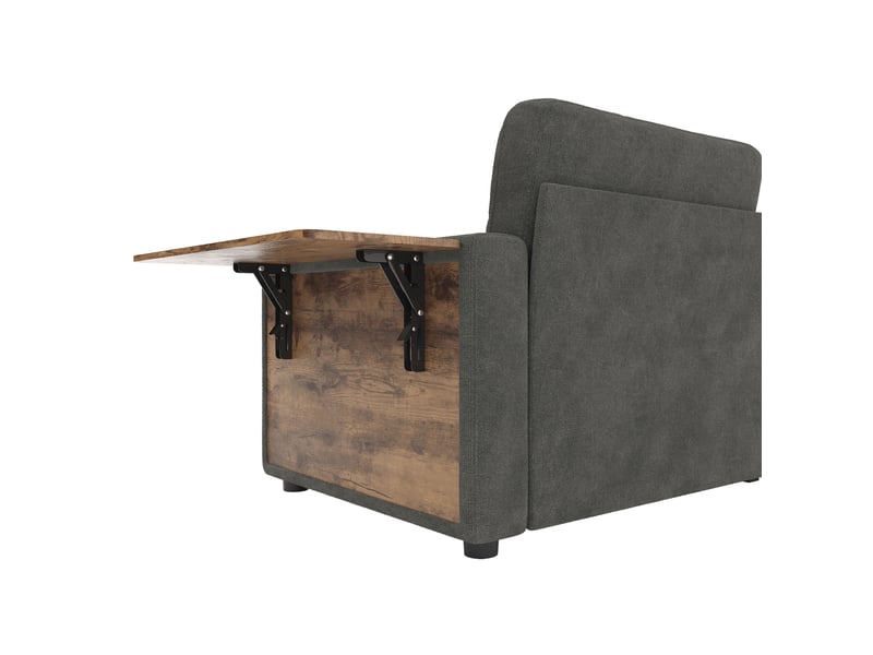 Canapé convertible 2 places 178x71x57,5 cm, gris foncé en chenille, 2 tiroirs et tablettes réglables - Conforama E