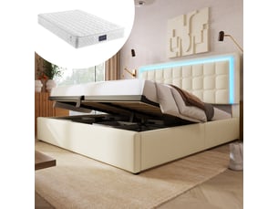 Lit avec rangement 160x200 cm <strong>CHICFURN</strong>  <strong></strong> coloris blanc