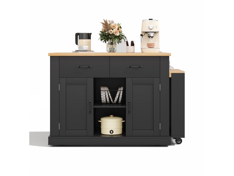 Îlot roulant 132(235)x60x93cm table escamotable bar coulissant 7 roulettes étagères réglables rangement cuisine - Conforama A