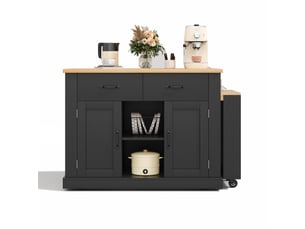 Îlot cuisine roulant extensible 132-235 cm table escamotable bar coulissant étagères réglables