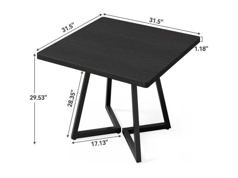  Table à manger,80x80x75 cm,style industriel,mdf et métal,noir  - Conforama C