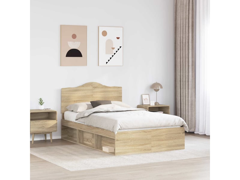  Lit double- lit adulte -  cadre de lit avec tête de lit sonoma 120 x 190 cm pin massif  - Conforama B