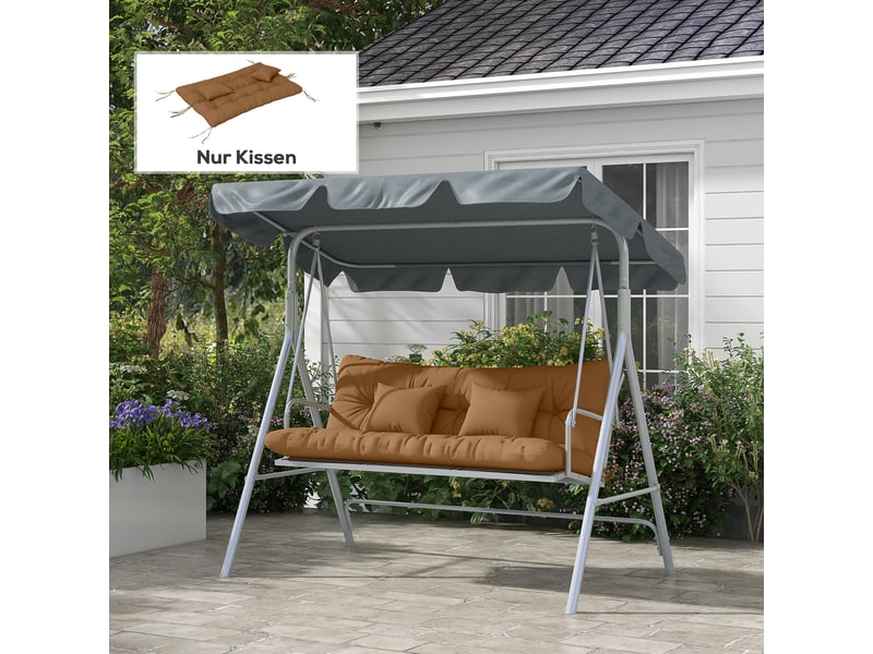  Lot de 4 coussins d'assise, 150 x 50 cm, imperméables, avec attaches, 10 cm d'épaisseur, couleur beige.  - Conforama C