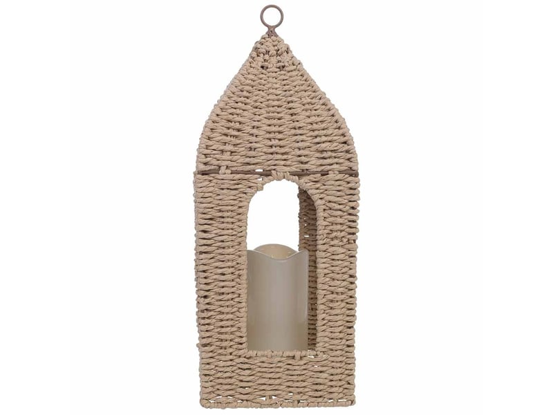 Lanterne en papier marron avec bougie led 16x16x40,542,5h cm - Conforama B