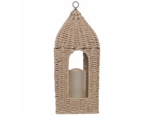 Lanterne en papier marron avec bougie led 16x16x40,542,5h cm