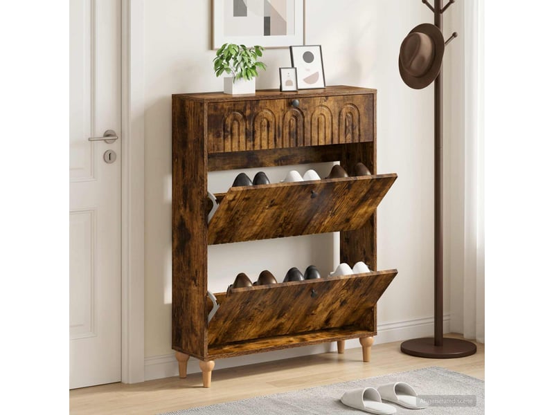  Meuble à chaussure, cabinet à chaussures alkmaar 78x24x103 cm bois d'ingénierie shl1118  - Conforama B