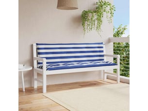 Lot de 2 coussins de banc de jardin, coussins d'assise rayures bleues et blanches cf58678