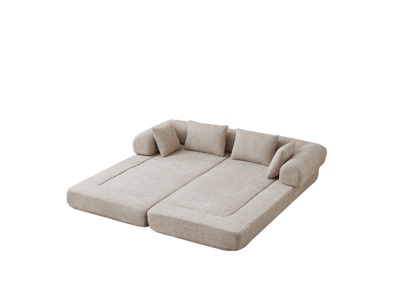 Canapé-lit convertible 2 places,200x95x68cm,canapé modulable 4 en 1 en tissu chenille,dossier réglable,4 coussins inclus,aucun montage requis,kaki - Conforama A