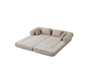 Canapé-lit convertible 2 places,200x95x68cm,canapé modulable 4 en 1 en tissu chenille,dossier réglable,4 coussins inclus,aucun montage requis,kaki
