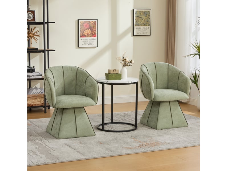  Fauteuil pivotant 360° en chenille vert olive 56x54x74,5 cm  - Conforama E