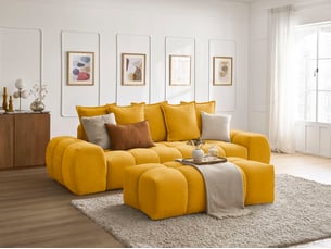 Canapé droit fixe BOBOCHIC EVEREST 3 places Tissu jaune