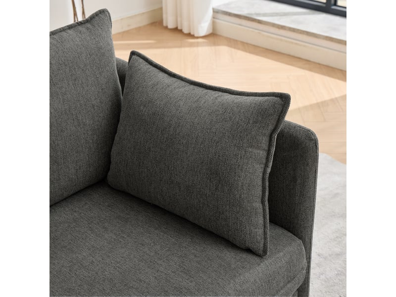  Fauteuil fixe gris en velours avec repose-pieds coffre 149 x 103,5 x 81 cm, style design, pour salon et petits espaces W3245S00024 - Conforama R