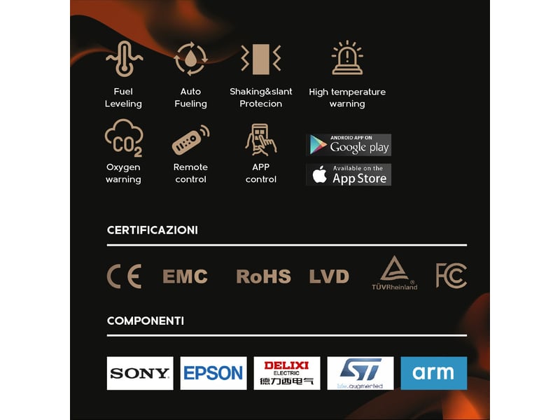  Prosmart 100 - brûleur à bioéthanol intégré automatique 90,8 x 16,8 x 19,3 cm 8 l application intelligente en acier  - Conforama C