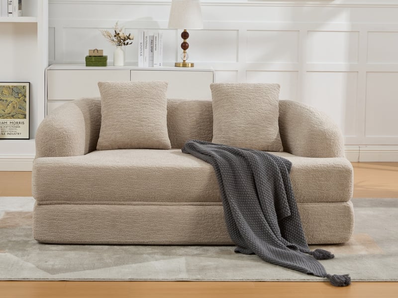 Canapé d'angle 2-en-1, 2 places, avec deux coussins, canapé-lit, 157 x 84 x 65 cm, beige - Conforama B
