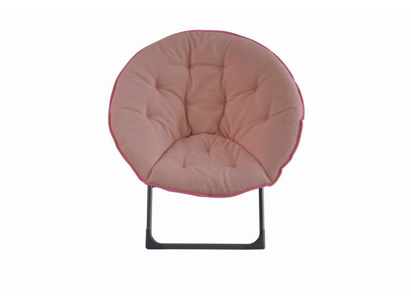 Fauteuil pliant lune avec assise moelleuse et structure stable, pour intérieur et extérieur, en tissu rose - Conforama A