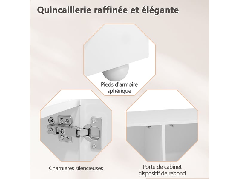  Meuble tv moderne noir et blanc, portes push-to-open, niche centrale ouverte, 180 x 40 x 41,5 cm  - Conforama E
