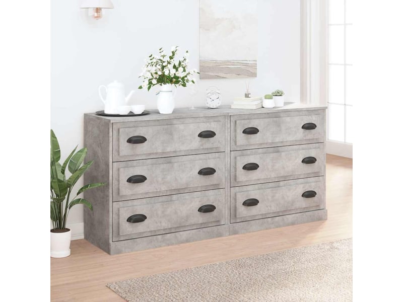  Buffets 2 pcs - bahut - meuble de rangement gris béton bois d'ingénierie  - Conforama B