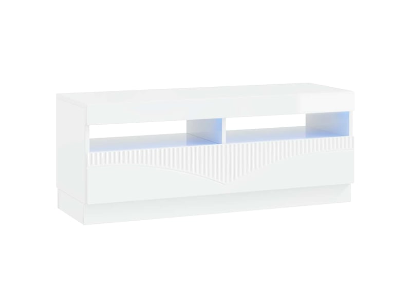  Meuble tv - banc tv - meuble de rangement led hoorn 3 pcs blanc brillant bois d'ingénierie  - Conforama E