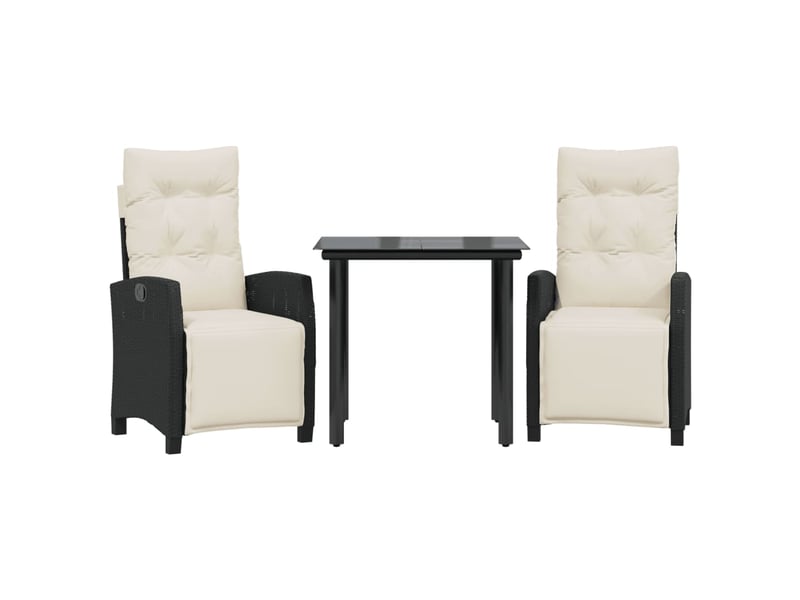  Ensemble à manger de jardin avec coussins 3 pcs, salon de jardin, mobilier de salle à manger noir shl8038  - Conforama A