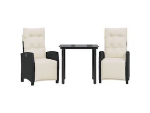 Ensemble à manger de jardin avec coussins 3 pcs, salon de jardin, mobilier de salle à manger noir shl8038