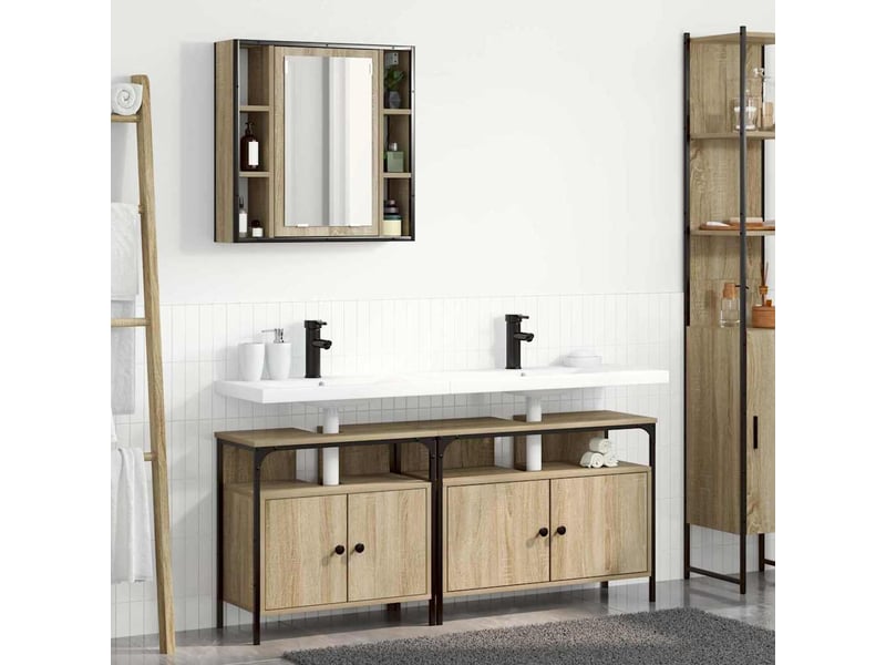 Ensemble de mobilier de salle de bain 3 pièces marron cf64485 - Conforama B