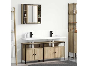 Ensemble de mobilier de salle de bain 3 pièces marron cf64485