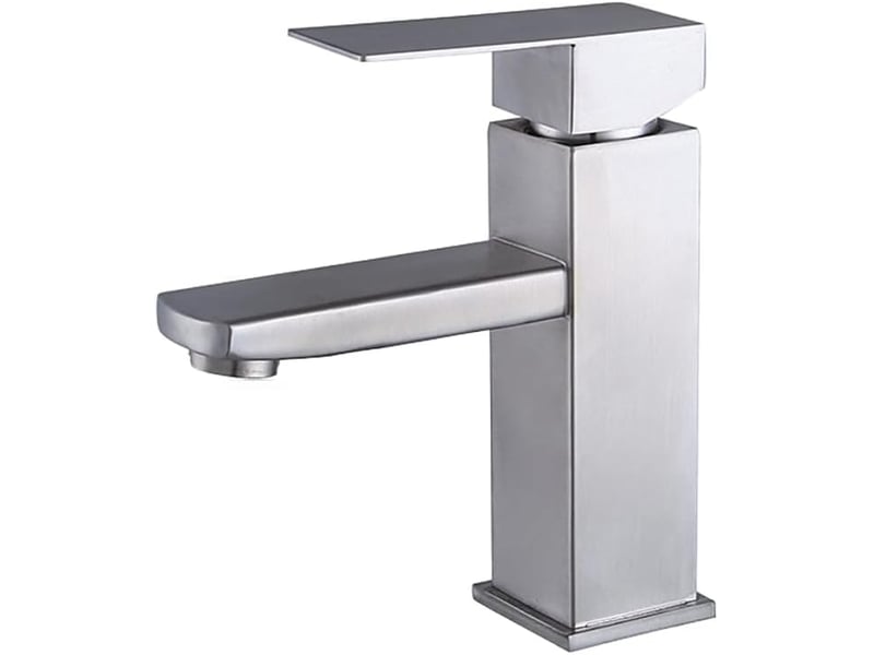  Robinet de salle de bain argenté, mitigeur de salle de bain, robinet de lavabo en acier inoxydable avec flexible de 60 cm  - Conforama A