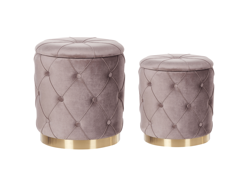 Lot de 2 poufs avec rangement pueblo velours taupe 418732 - Conforama B