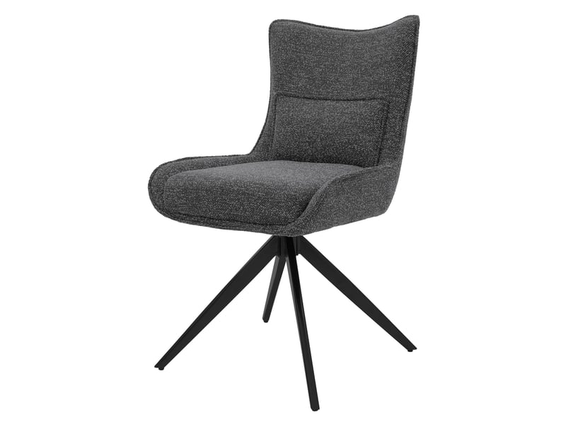 Ml-design chaise salle à manger pivotante 360° en tissu bouclette anthracite, piètement étoile en acier robuste, coussin lombaire intégré, siège rembourré confortable pour salon et cuisine, max 120 kg - Conforama A