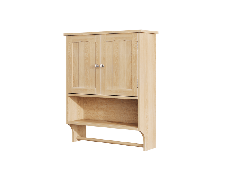  Meuble mural salle de bain 56.9x19.1x70.1 cm effet chêne avec porte-serviettes  - Conforama A
