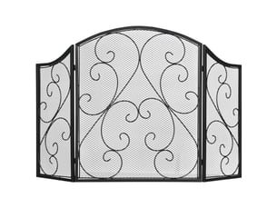 Pare-feu de cheminée pliable 3 panneaux 66x31x81 cm design vintage métal noir