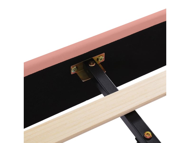  Lit jeune 140x200 cm avec sommier à lattes tête de lit réglable en hauteur velours rose pour adolescent et adulte  - Conforama D
