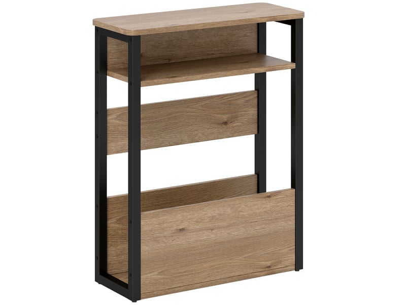  Table d'appoint table de chevet avec étagère à deux niveaux coins arrondis noyer 46l x 18p x 58,5h cm  - Conforama B