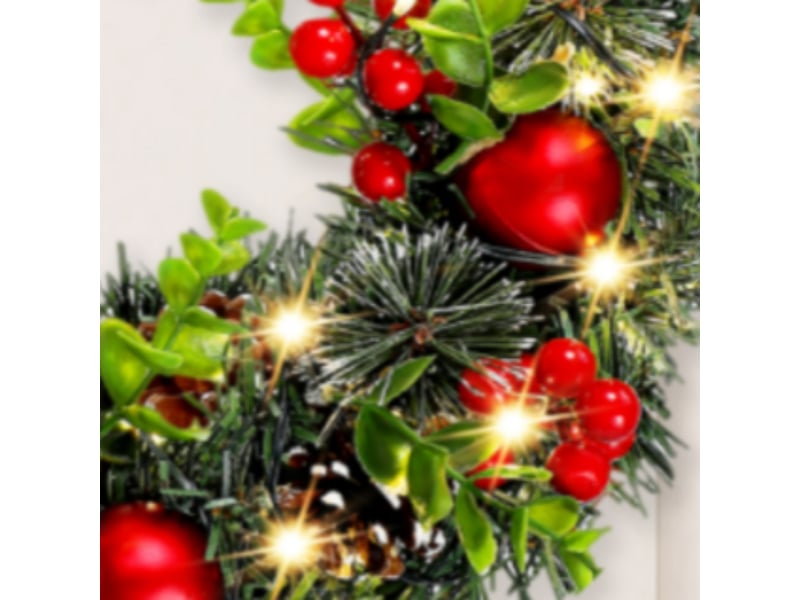 Couronne de noël houx étoile d40cm avec 20 led - Conforama E
