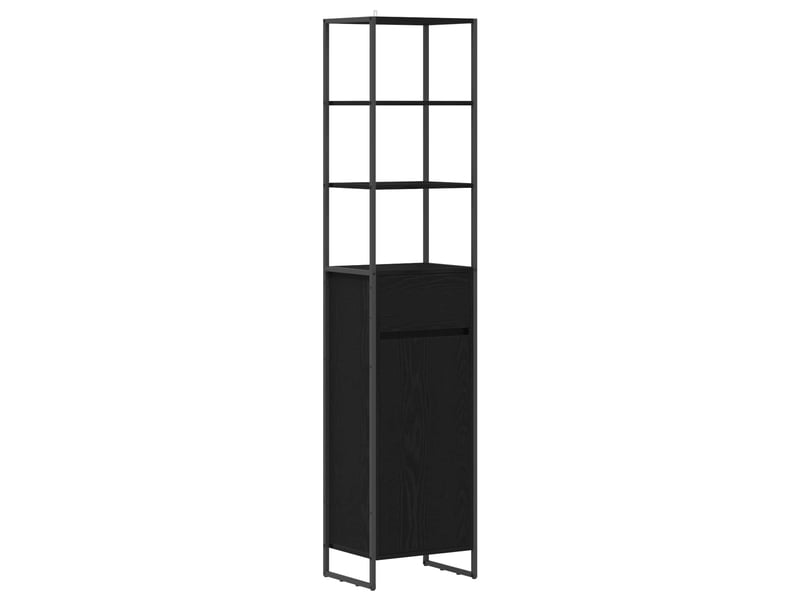  Cabinet de salle de bain, meuble de rangement chêne noir 40x30x180 cm  - Conforama A