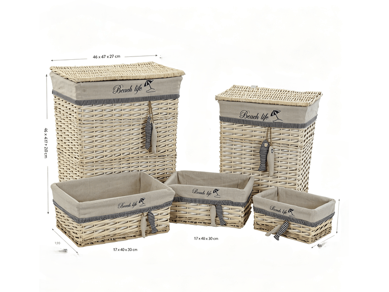  Ensemble de paniers dkd home decor bleu beige méditerranée 5 pièces S3042965 - Conforama B