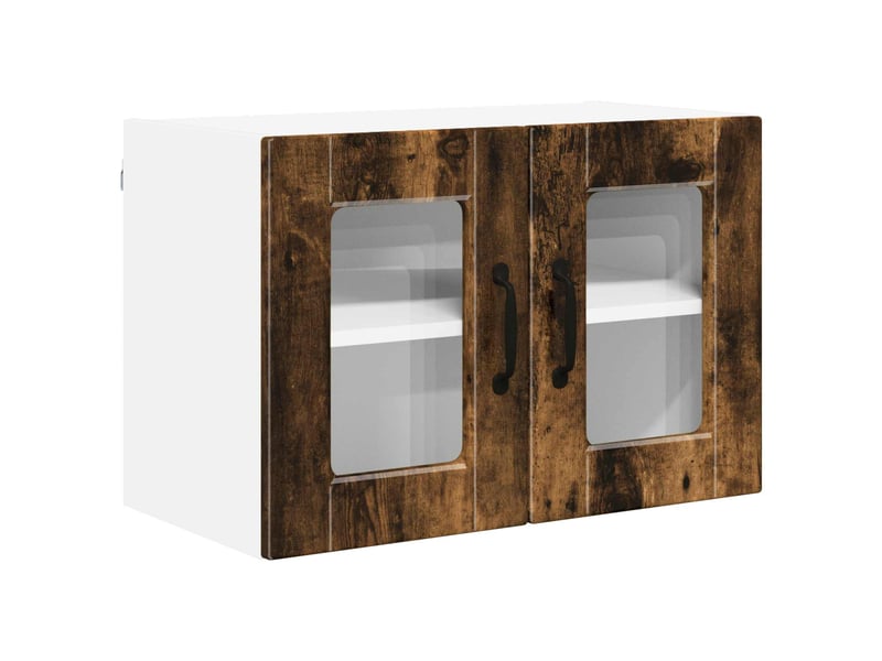 Meuble mural de cuisine, cabinet en verre mural chêne fumé 60x31x40cm - Conforama A