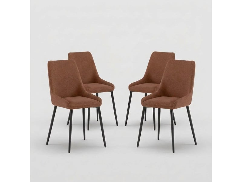  Lot de 4 chaises rembourrées en microfibre avec pieds en métal artemis - rouiller  - Conforama A