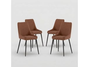 Lot de 4 chaises rembourrées en microfibre avec pieds en métal artemis - rouiller