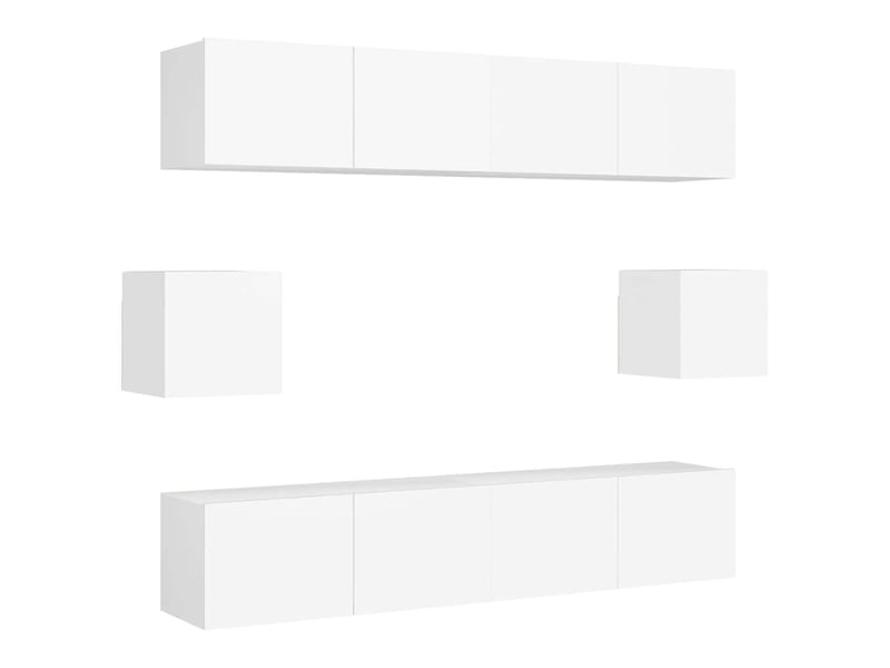  Ensemble de meubles tv - banc tv - meuble de rangement 6 pcs blanc bois d'ingénierie  - Conforama A