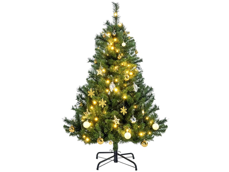  Sapin de noël artificiel, 1,2 m, led, étoile incluse, 75 cm x 75 cm x 120 cm, vert  - Conforama A