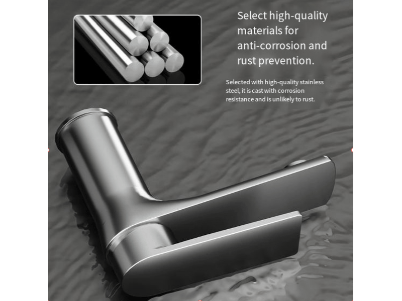  Robinet en acier inoxydable pour lavabos et éviers, eau chaude et froide, un tuyau d'arrivée d'eau de 60 cm.（gris anthracite）  - Conforama D
