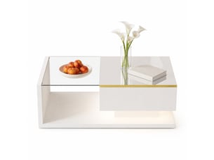 Table basse rectangulaire coloris blanc LPOSPI - 50 cmx90 cm