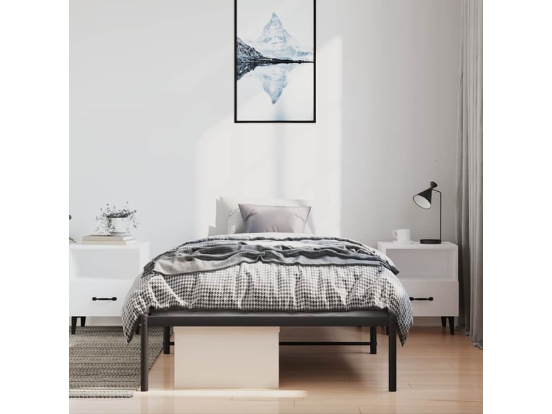  Lit simple- lit adulte -  cadre de lit métal sans matelas noir 100x200 cm  - Conforama B