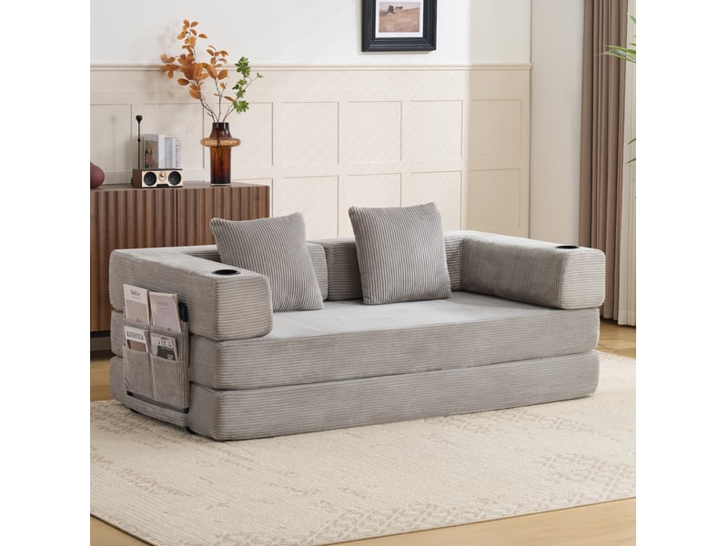  Canapé-lit de sol convertible 185x92,5x60 cm gris clair  - Conforama B