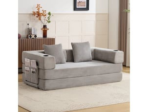 Canapé-lit de sol convertible 185x92,5x60 cm gris clair