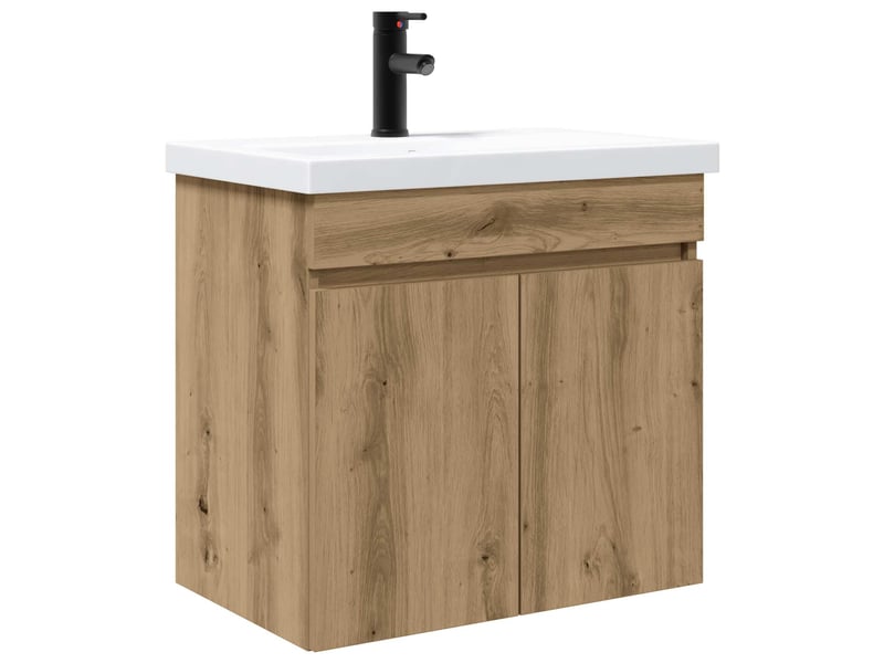 Meuble de rangement salle de bain avec robinet chêne artisanal shl4773 - Conforama A