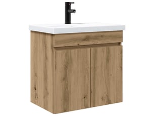 Meuble de rangement salle de bain avec robinet chêne artisanal shl4773