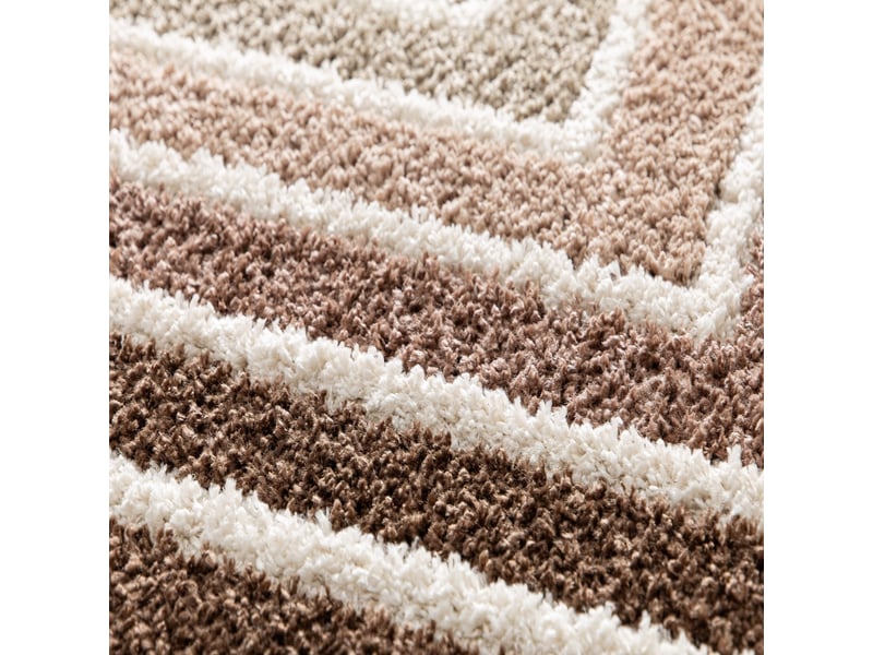  Tapis shaggy doux à motif géométrique marron beige 160x230  - Conforama D